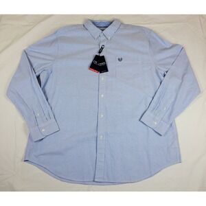 Chaps Mens Big & Tall 2XLT Coastland Wash Oxford Striped Shirt Blue White NWT